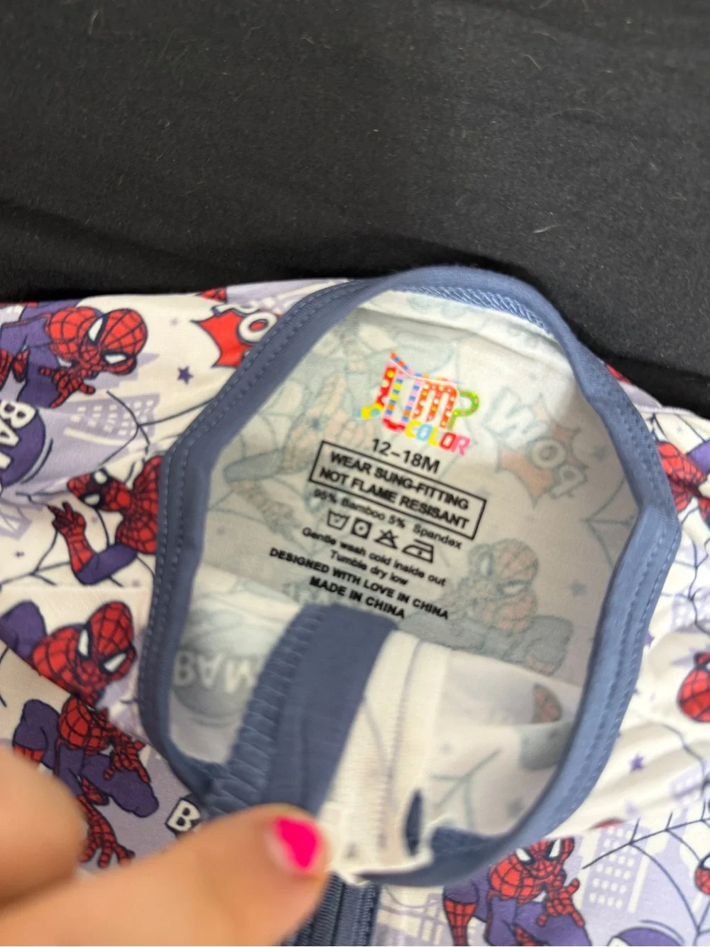 NWT  Bamboo Spider Superhero Zip One-Piece Pajamas - Red & Blue